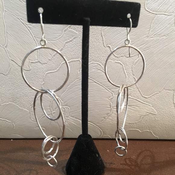 Jewelry - STERLING SILVER HANGING HOOP EARRINGS